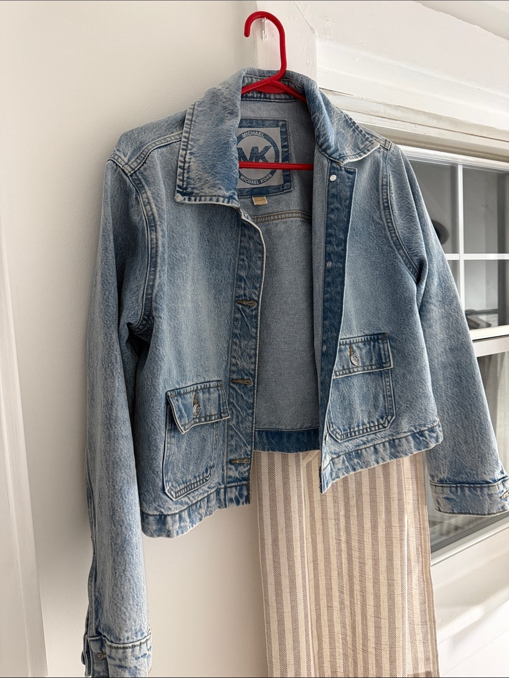Michael Kors Light Wash Denim Jacket - Pale Blue size medium